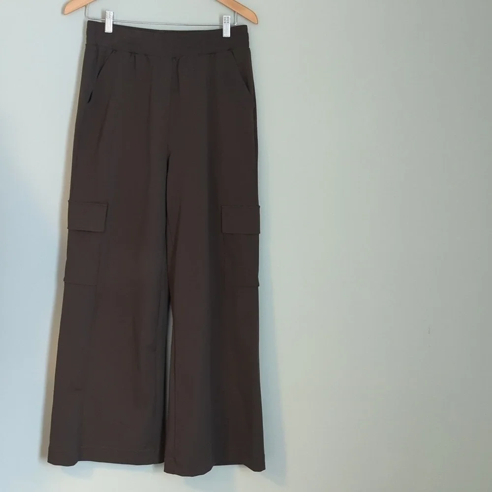NWT HALARA Deep Green‎ Casual Cargo Wide Leg Pants, US L